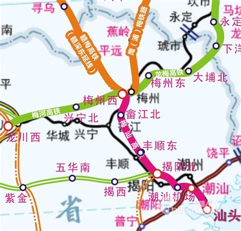 广汕高铁具体线路图，高清站点分布图 - 交通 - 广州都市圈