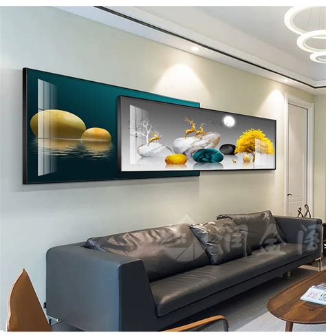 北欧风格客厅装饰画沙发背景墙挂画现代简约餐厅壁画抽象晶瓷画-美间设计