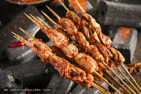 烤鸡心串,中国菜系,食品餐饮,摄影素材,汇图网www.huitu.com