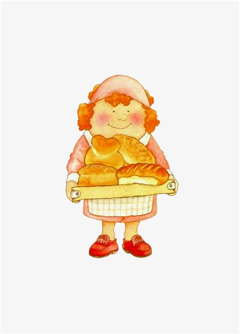 手绘卡通女面包师插画元素图片免费下载_PNG素材_编号1xri78epx_图精灵