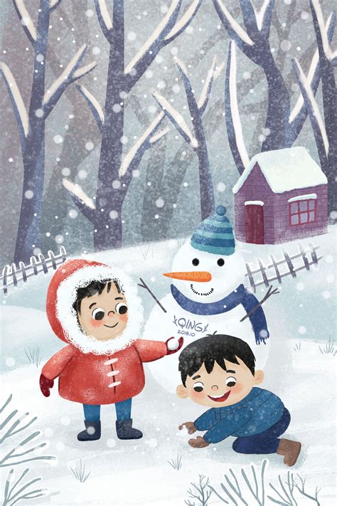 快乐的孩子们玩雪插图矢量图png图片免费下载-素材7zxVWWPaq-新图网