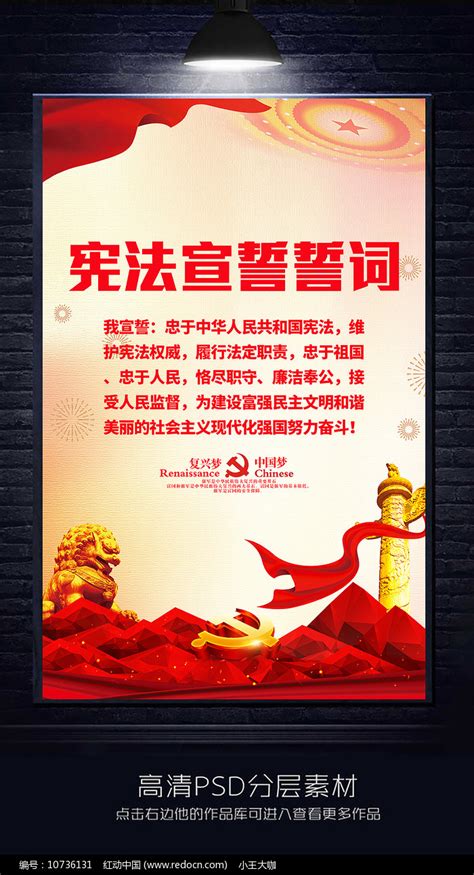 简约宪法宣誓誓词宣传展板图片_海报_编号10736131_红动中国