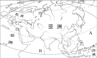 [题目]读亚欧大陆轮廓图.回答下列问题.(1)亚洲从东西半球看.大部分位于 半球,从南北半球看.大部分位于 半球.(2)从海陆位置看.亚洲西与 ...