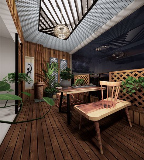 木阳台设计效果图 | 阳台改茶室，6平米田园茶艺风格改造 - 知乎