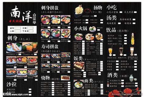 日本料理寿司菜单模板-包图网