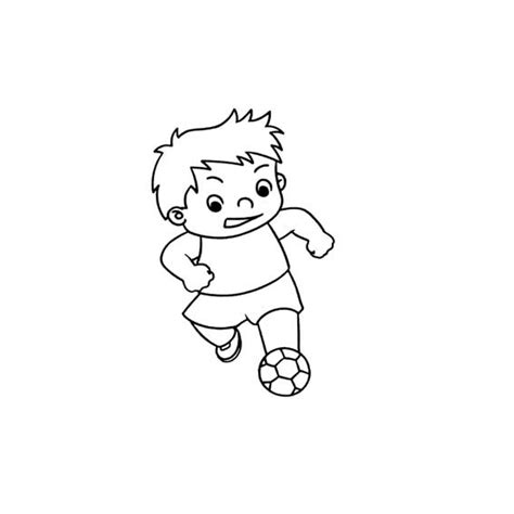踢足球的男孩简笔画可爱优秀作品(踢足球的男孩的简笔画) - 抖兔学习网