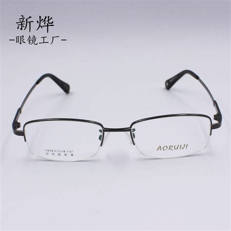 新款男式半框金属记忆架钛眼镜架 近视眼镜框 厂家批发 1854-阿里巴巴