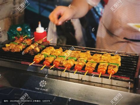 夜市烧烤烤串,中国菜系,食品餐饮,摄影,汇图网www.huitu.com