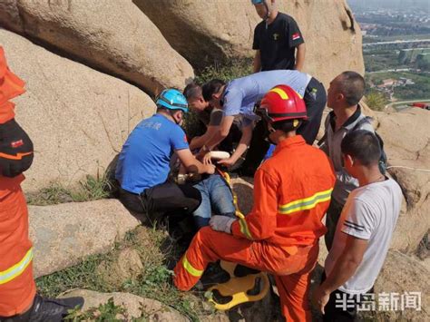 青岛一女子爬山不慎摔伤腰部以下无知觉 30余人接力营救送医-半岛网
