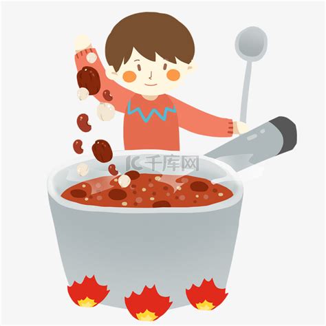 煮腊八粥的男孩免抠PNG素材图片免费下载-千库网