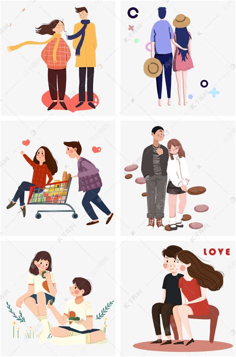 约会的情侣合集插画素材图片免费下载-千库网