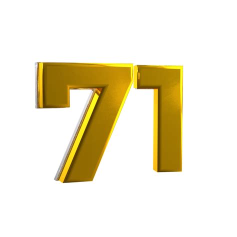 3d golden number 71 isolated on white background Vector Image
