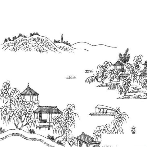 杭州西湖简笔画大全美景图片，杭州西湖画法_山水风景简笔画
