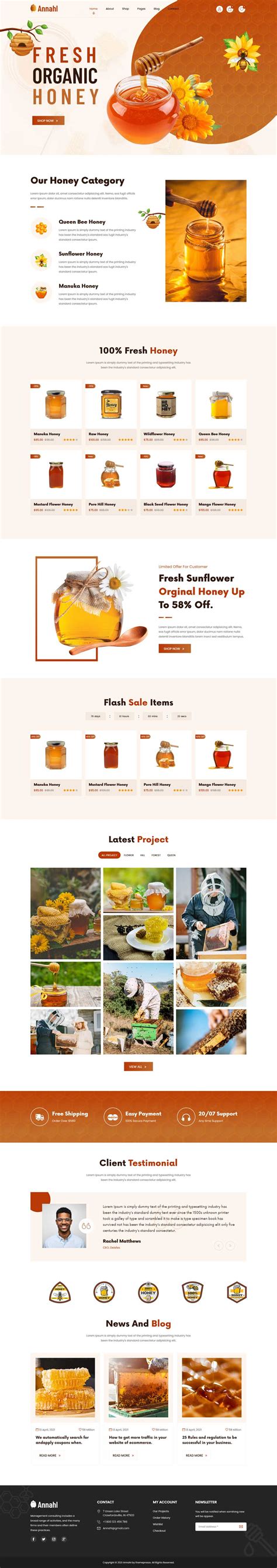 有机蜂蜜店铺销售HTML5模板_墨鱼部落格