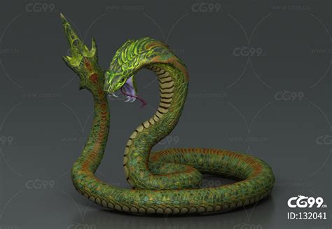 次世代蛇 蛇妖 蛇怪 青蛇 神龙 毒蛇-cg模型免费下载-maya模型-CG99