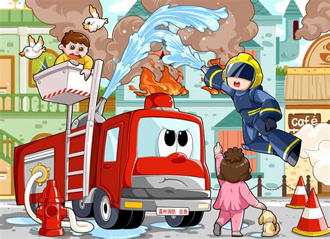 卡通119全国消防宣传日火灾逃生疏散自救常识手绘人物插画素材免费下载 - 觅知网
