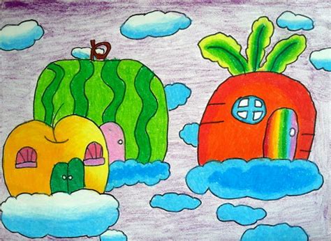 少儿书画作品-《空中房子》/儿童书画作品《空中房子》欣赏_中国少儿美术教育网
