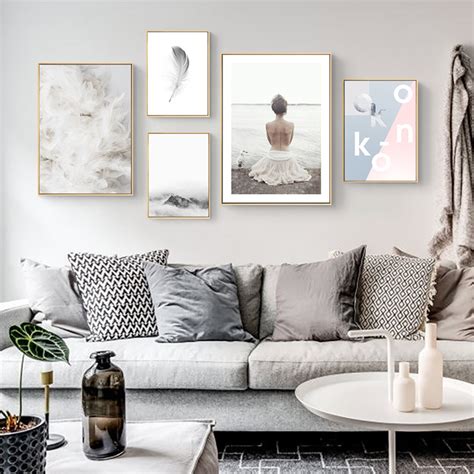 北欧装饰挂画沙发背景墙创意几何现代简约壁画三联画客厅新家装饰-美间设计