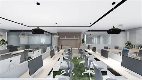 金融公司办公室前台装修设计案例效果图_岚禾办公空间设计