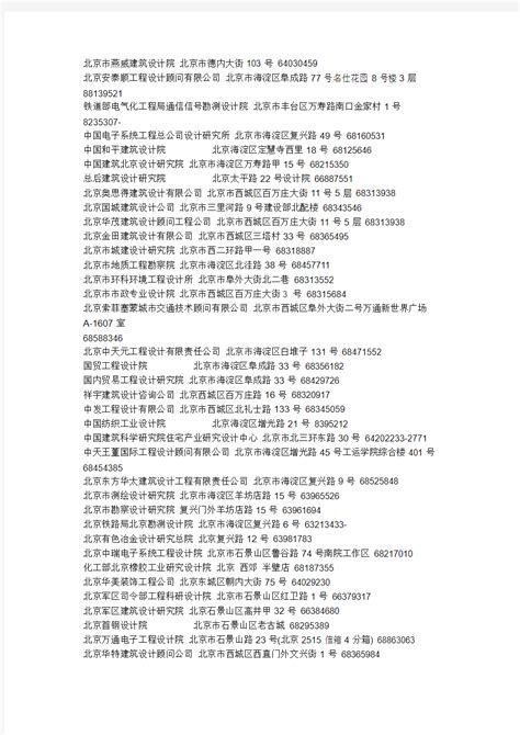 北京设计院名单 - 360文档中心