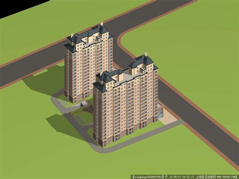 两幢住宅楼模型