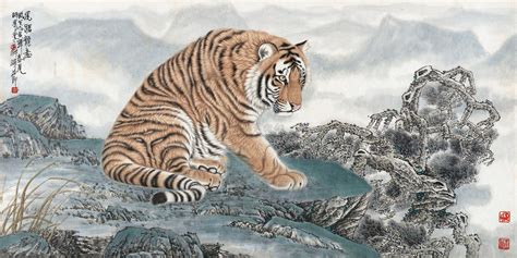 国画走兽虎《王者风范》 - 虎画 - 99字画网