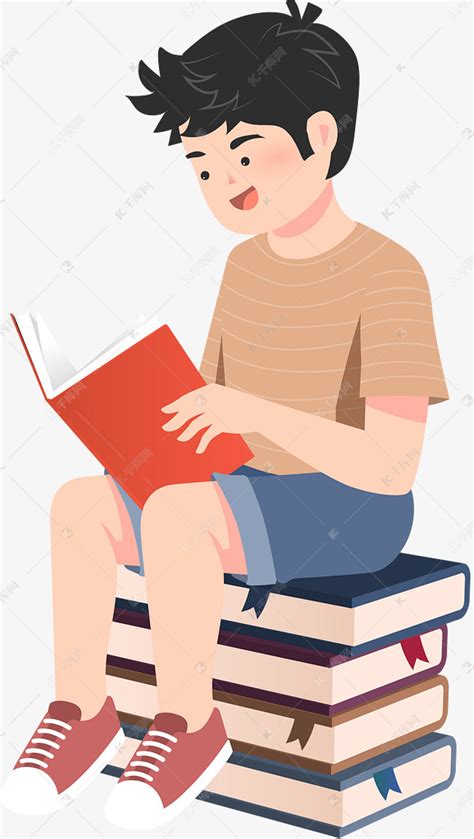 手绘世界图书日读书的男生png图片免费下载-素材7yzkPqjgP-新图网