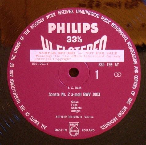 popsike.com - Philips HIFI Stereo 835 199 AY GRUMIAUX JS Bach SOLO ...