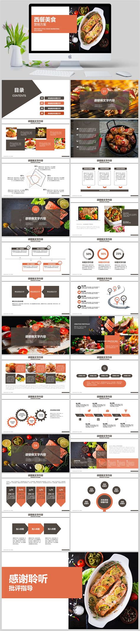 西餐美食营销方案PPT模板 - 当图网