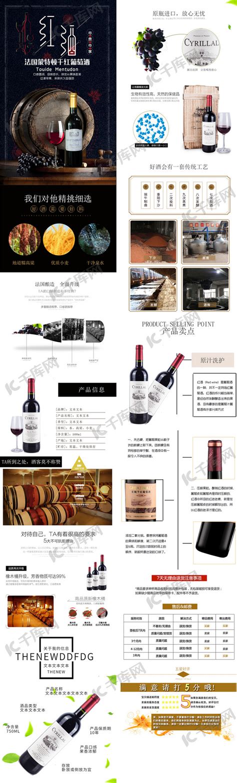 进口洋酒葡萄红酒详情页海报模板下载-千库网