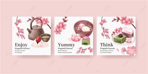 Watercolor Style Banner Template Featuring A Japanese Wagashi Dessert ...