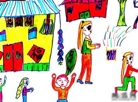 儿童画画过年的画,春天的画儿童画画_大山谷图库