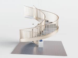 现代金属扶手旋转楼梯3D模型下载_模型ID:54784-让提网