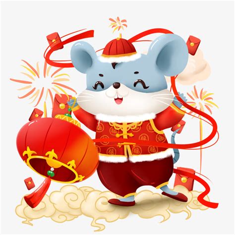 红色2020鼠年吉祥新年拜年创意海报设计图片下载_psd格式素材_熊猫办公