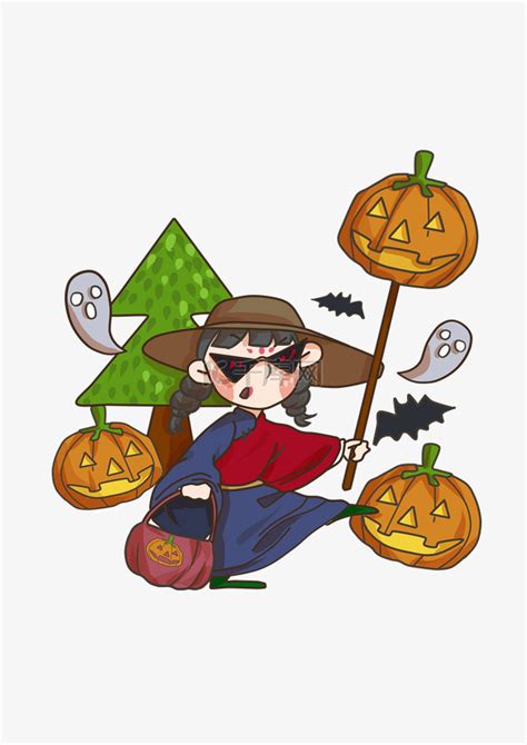 巫婆头像温柔插画女生