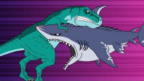 巨齿鲨对战霸王龙