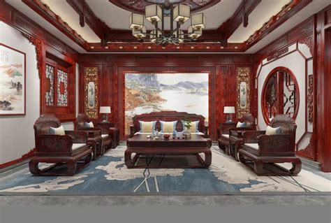 中式红木别墅古典装修风格—显示人们对生活品质的追求_师古创今红木装修-站酷ZCOOL