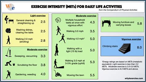 Metabolic Equivalent Met Activities Chart