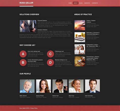 ROSS GELLER国外法律/私人律师暗红深灰色网站设计欣赏 - 网页设计