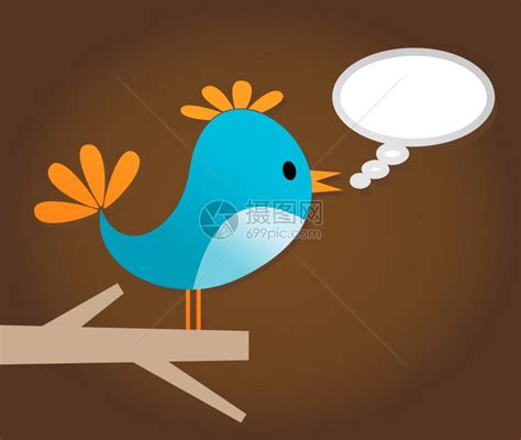 鸟的声音树枝上的蓝色小鸟说话矢量插图插画图片下载-正版图片300945053-摄图网