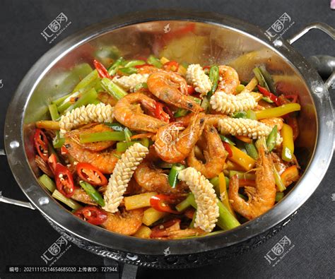 香辣鱿鱼虾,中国菜系,食品餐饮,摄影素材,汇图网www.huitu.com
