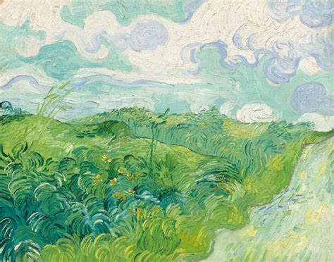 奥维尔的绿色麦田，1890年（文森特·梵高作… - 高清图片，堆糖，美图壁纸兴趣社区