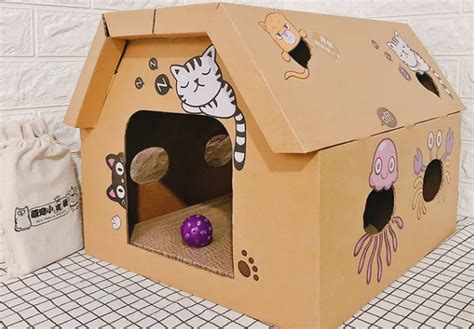 用纸箱做猫窝教程,做猫窝程纸板箱,纸箱猫窝程简单_大山谷图库