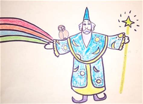 儿童彩铅画教程 神奇的魔法师画法步骤图解 肉丁儿童网