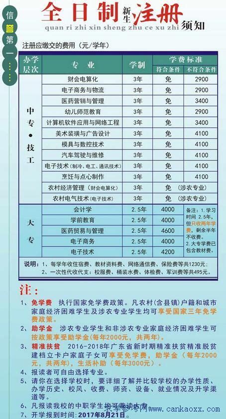 肇庆市经贸学校2017年招生计划及收费标准_广东招生网