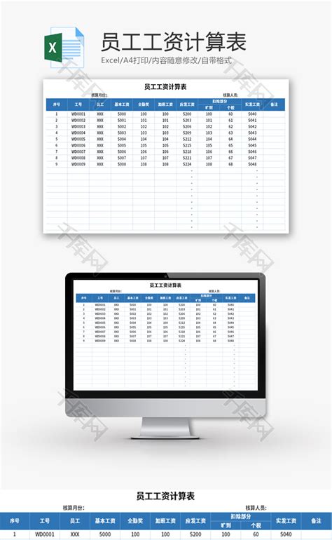 办公模版下载工具-计件工资统计表Excel模板下载-Flash中心