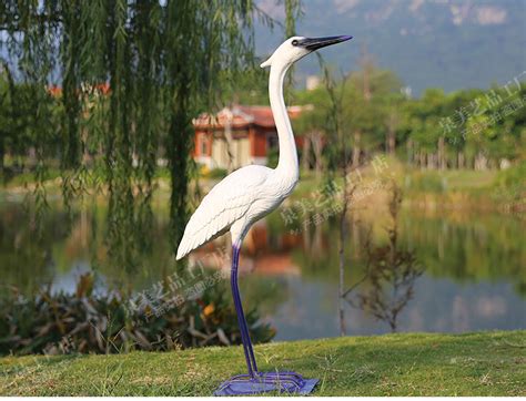 仿真鸟白鹭摆件玻璃钢动物雕塑户外花园庭院园林景观水池装饰摆设-阿里巴巴