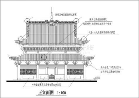 古寺庙建筑cad施工图，寺庙cad竣工图下载 - 易图网