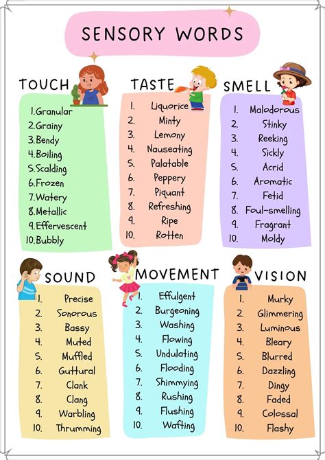 Printable List of 240 Sensory Words With Free PDF - Number Dyslexia