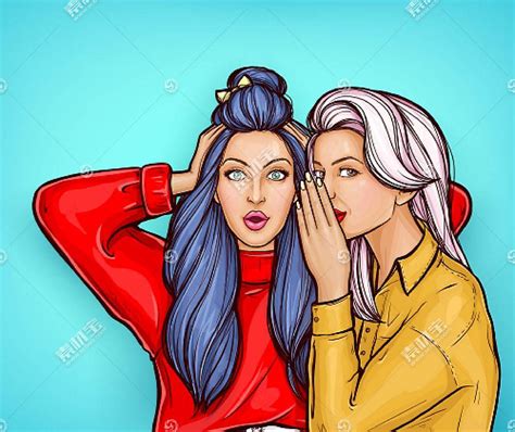 女人在朋友耳边窃窃私语的合成图像高清摄影大图-千库网